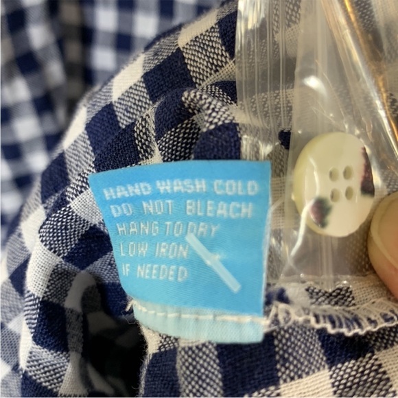 NWT. J. McLaughlin Sadie Linen Blend White Navy Gingham Dress. - Picture 5 of 6